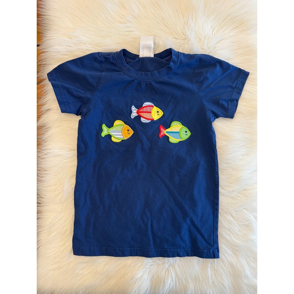 Boys smocked monkey fish applique tee size 5